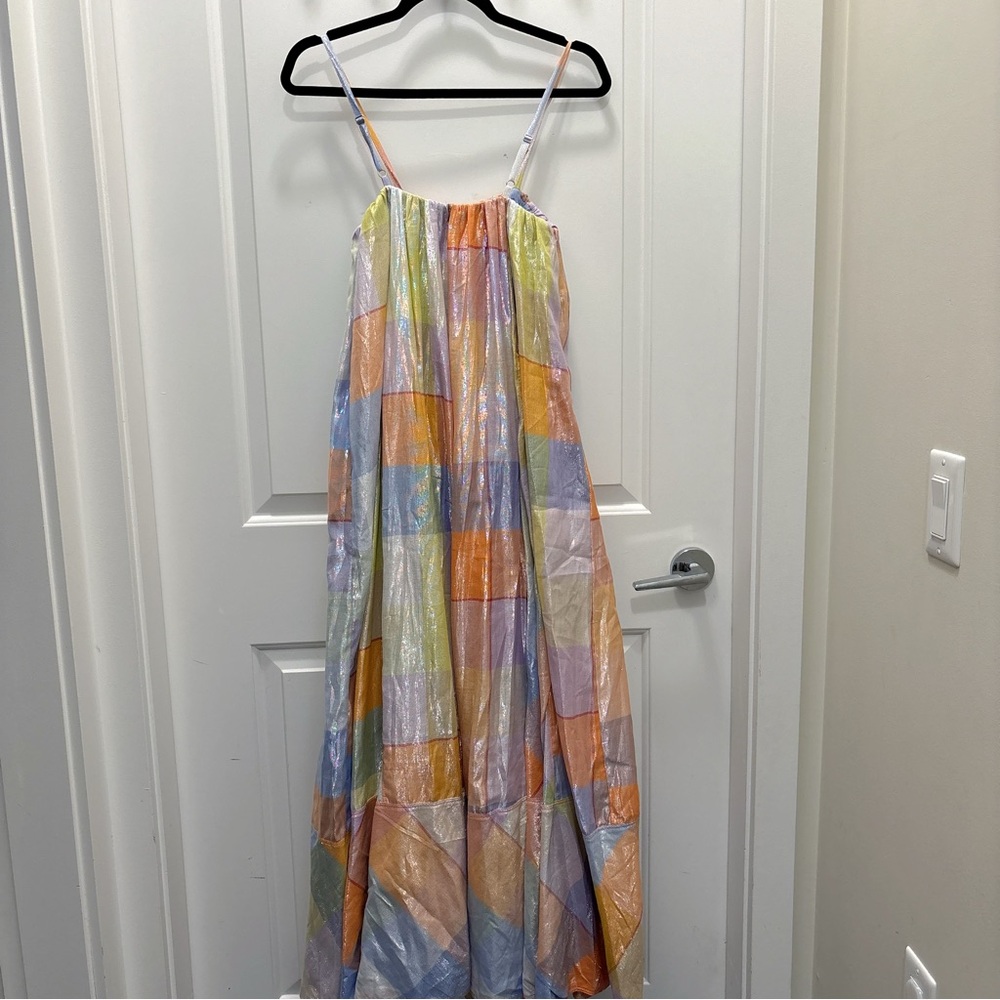 Pilcro Anthropologie Iridescent Patchwork Maxi Dress XS NWT - Picture 7 of 13